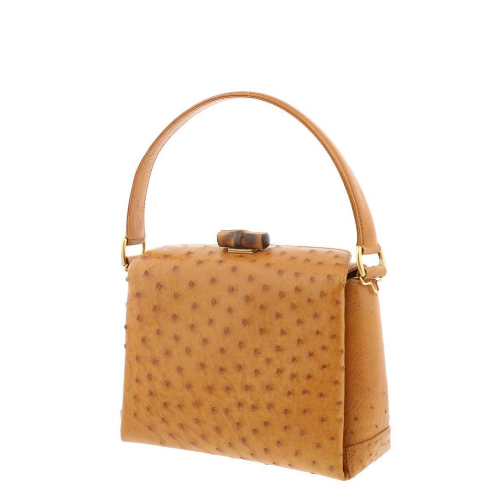 Gucci Ostrich Leather Handbag Brown - Picture 2 of 6